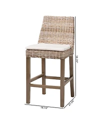 Bali & Pari Toby 38.2" Mahogany Wood Modern Bohemian Counter Stool