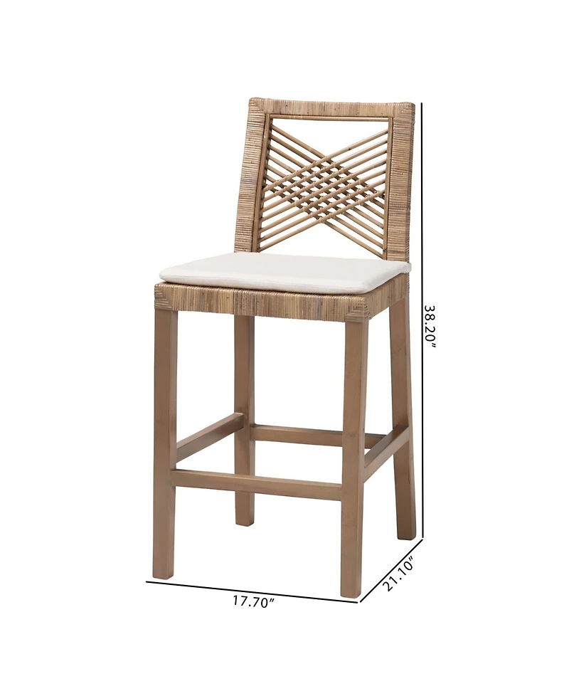 bali & pari Poltak 38.2" Mahogany Wood Modern Bohemian Counter Stool