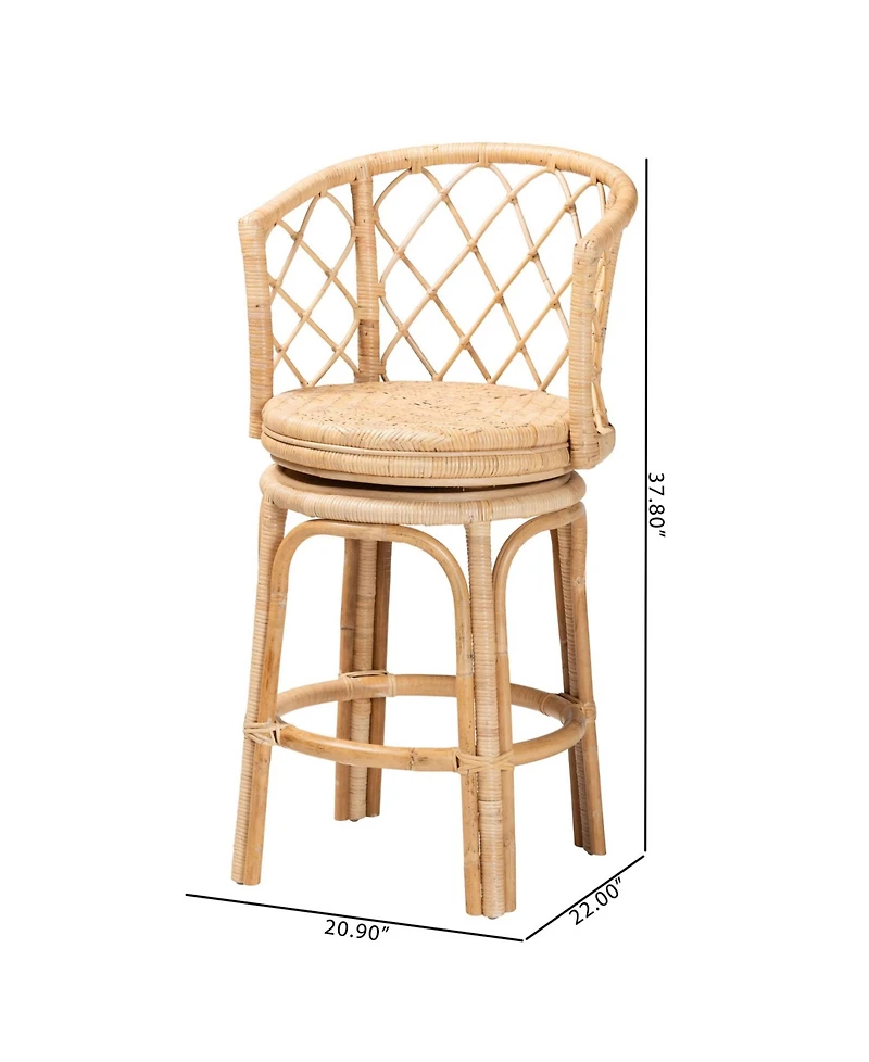 Bali & Pari Ayu 37.8" Rattan Bohemian Counter Stool