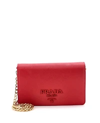 Pre-Owned Prada Chain Wallet Crossbody Saffiano Leather