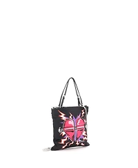 Pre-Owned Prada Mini Frankenstein Flat Tote Printed Tessuto