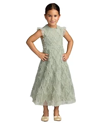 Mac Duggal Big Girls Ruffle Mesh Midi Dress