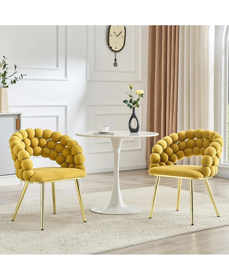 Streamdale Furniture Set of 2 Bubble Velvet Dining Chairs