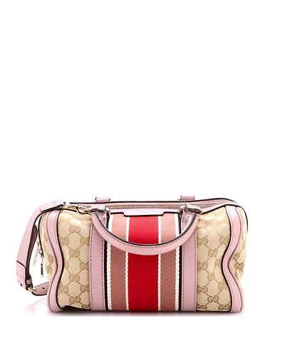 Pre-Owned Gucci Small Vintage Web Boston Bag Gg Canvas