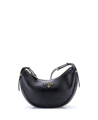Pre-Owned Prada Small Arque Half Moon Hobo Leather