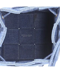 Pre-Owned Bottega Veneta Small Cassette Bucket Bag Maxi Intrecciato Denim