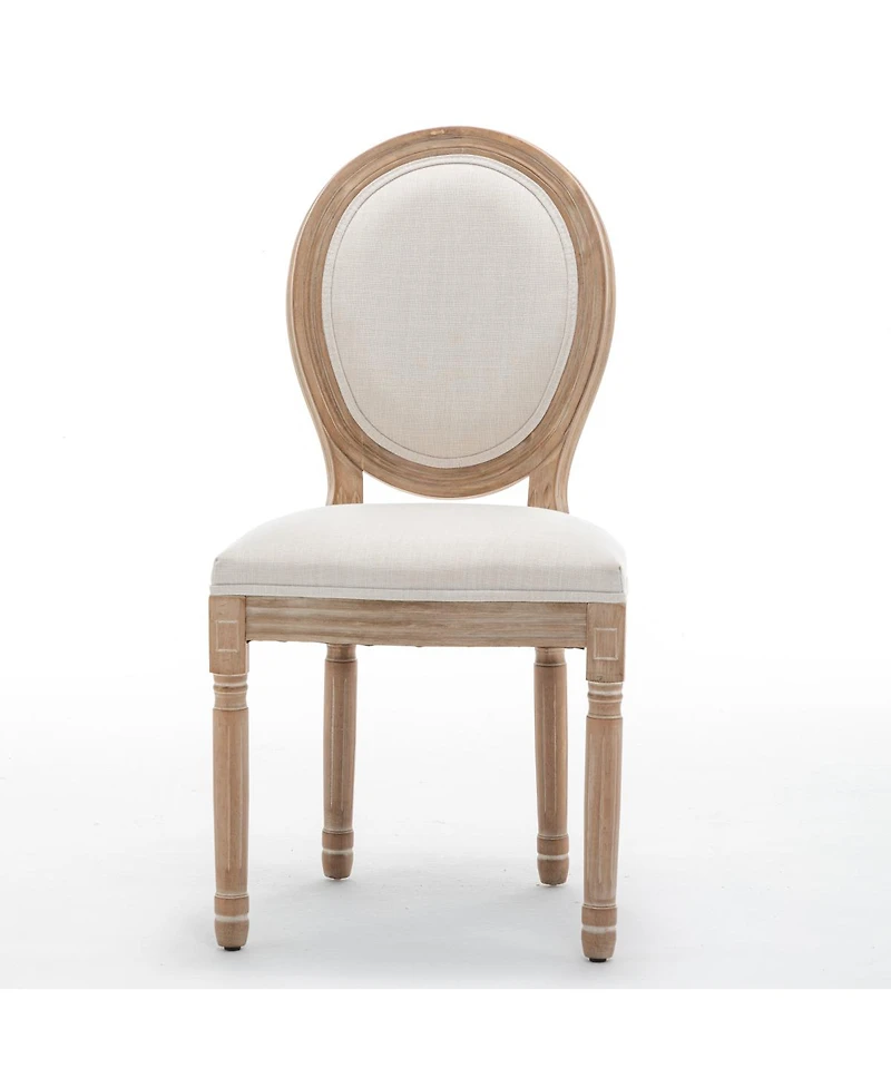 Streamdale Furniture Farmhouse Solid Wood Dining Chairs with Linen Cushions, Set of 2