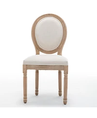 Streamdale Furniture Farmhouse Solid Wood Dining Chairs with Linen Cushions, Set of 2
