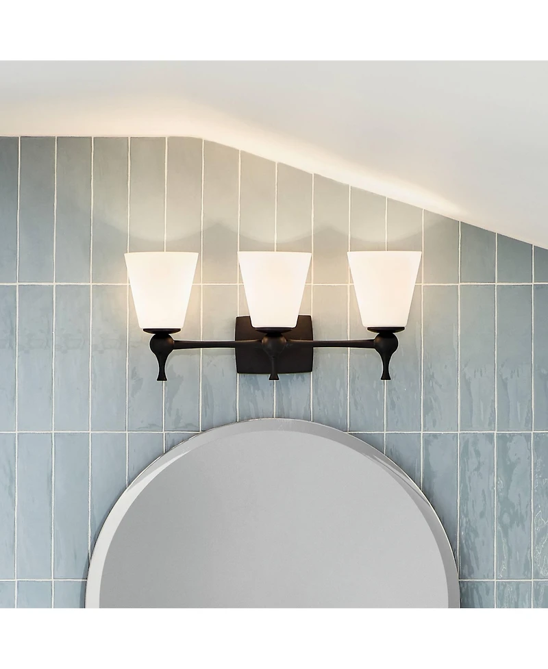 Kichler Cosabella 24" Wide 3-Light Black and Opal Glass Bath Light