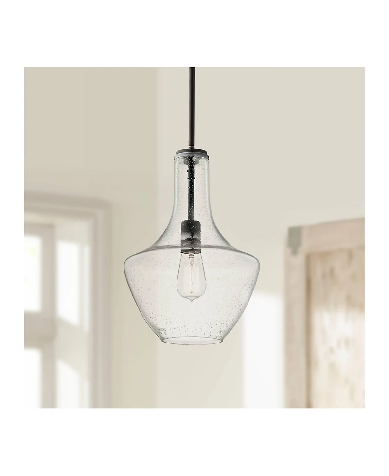 Kichler Everly 10 1/2" Wide Olde Bronze and Seeded Glass Mini Pendant