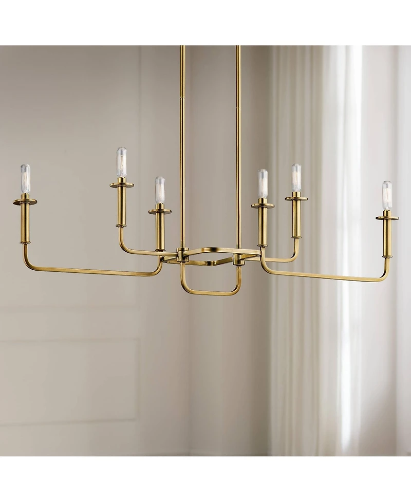 Kichler Alden 38 1/2" Wide Brass 6-Light Linear Candelabra Chandelier