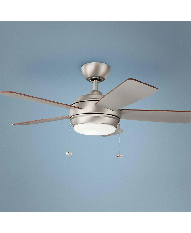 42" Kichler Starkk Brushed Nickel Led Ceiling Fan with Pull Chain