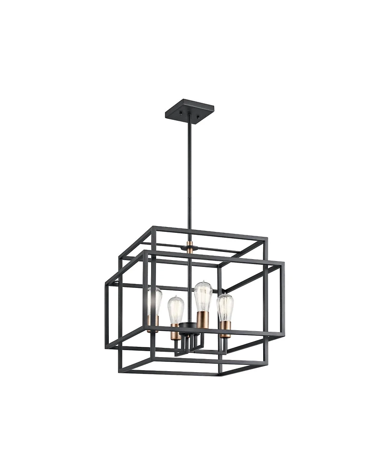 Kichler Taubert 18"W Black Steel Open-Cube 4-Light Pendant