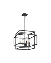 Kichler Taubert 18"W Black Steel Open-Cube 4-Light Pendant
