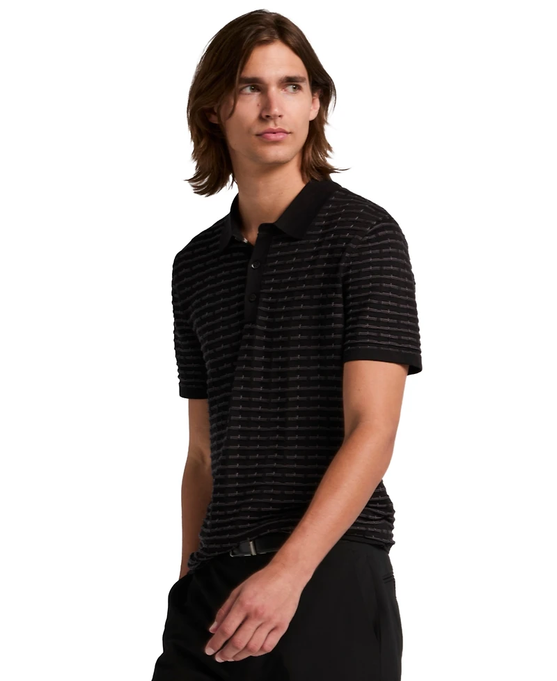 Perry Ellis Men's Grid Jacquard Polo Sweater