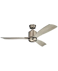 52" Kichler Ridley Ii Antique Pewter Led Ceiling Fan with Wall Control
