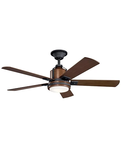 52" Kichler Colerne Auburn Finish Led Ceiling Fan with Wall Control