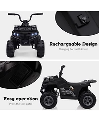 12V Kids Electric Ride On Atv Quad Car, 4 Wheeler Toy Vehicle with Anti Slip Treaded Wheels, Safe Ride On Toy for Boys Girls, Birthday Holiday Gift