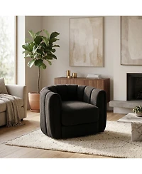 2 Set of Modern Swivel Barrel Accent Chair, 360 degrees) Upholstered Armchair, with Striped Backrest and Plush Padding, Comfy Round Lounge Chair