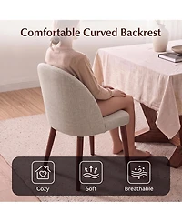 Dining Chairs Set of 4, Modern Upholstered Fabric Kitchen Chairs, Curved High Back, Thick Padded Seat and Wooden Frame, Side Chairs for Restaurant