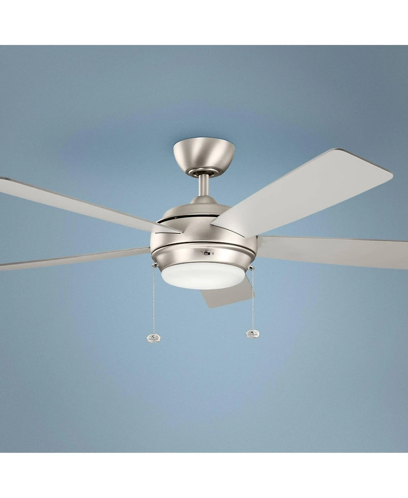 52" Kichler Starkk Brushed Nickel Led Pull Chain Ceiling Fan