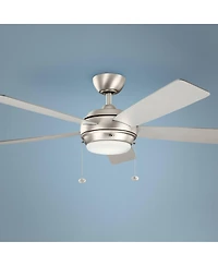 52" Kichler Starkk Brushed Nickel Led Pull Chain Ceiling Fan