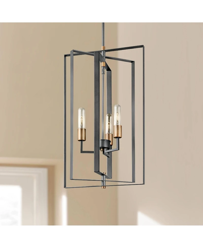 Kichler Taubert 15" Modern Black 3-Light Rectangular Foyer Pendant