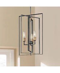 Kichler Taubert 15" Modern Black 3-Light Rectangular Foyer Pendant