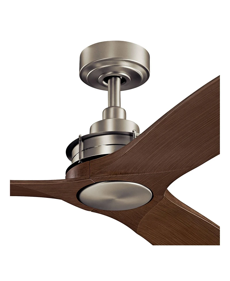 56" Kichler Ried Brushed Nickel Walnut Ceiling Fan with Wall Control