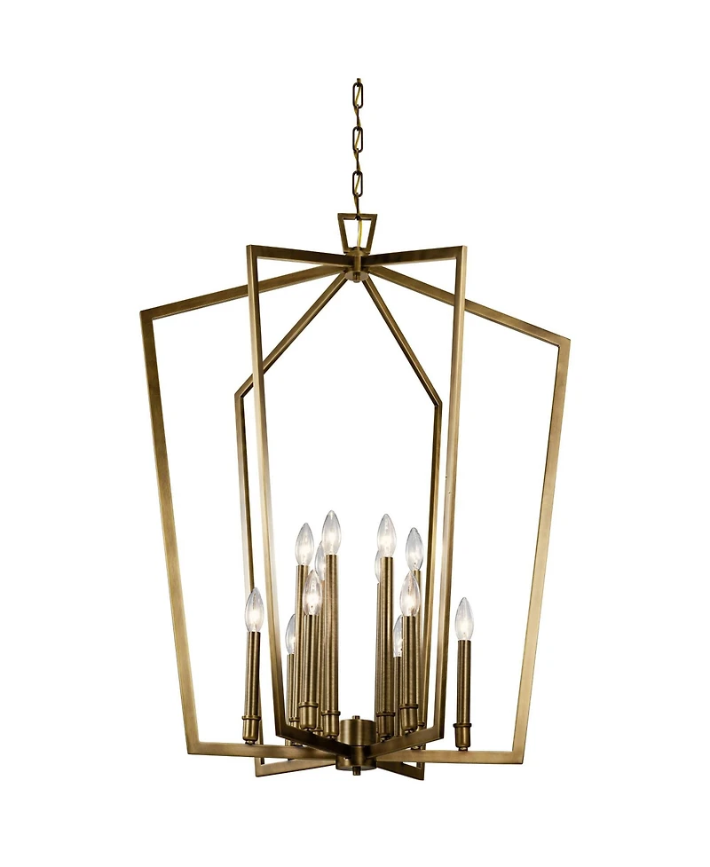 Kichler Abbotswell 30" Modern Natural Brass 12-Light Foyer Chandelier