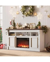 Electric Fireplace Insert 30 Inch Remote Control for Tv Stand Fits TVs Up to 65 Inches Overheating Protection 8H Timer Digital Display Black