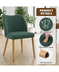 Wood Dining Chairs Set of 4, Armless Dining Chairs with Backrest, Upholstered Dining Chairs Modern Fabric Kitchen Chairs with Wooden Leg for Kitchen