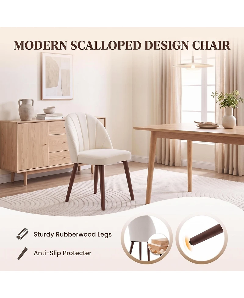 Dining Chairs Set of 6, Modern Upholstered Fabric Kitchen Chairs, Curved High Back, Thick Padded Seat and Wooden Frame, Side Chairs for Restaurant
