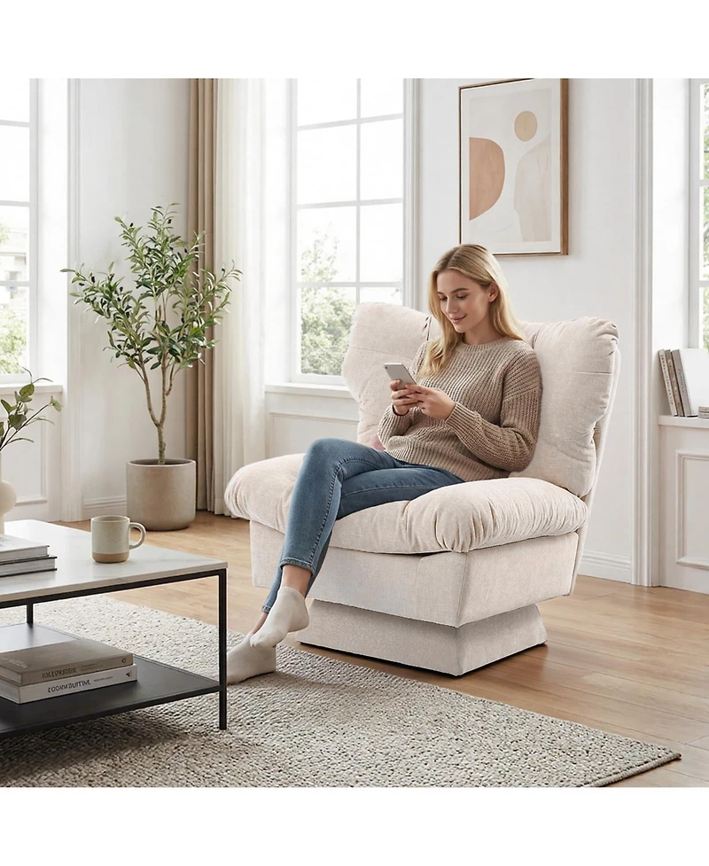 2 Set of Oversized Swivel Rocker Recliner Chair with High Back, 360 degrees) Rotation and Gentle Rocking for Living Room, Nursery,300lbs Capacity