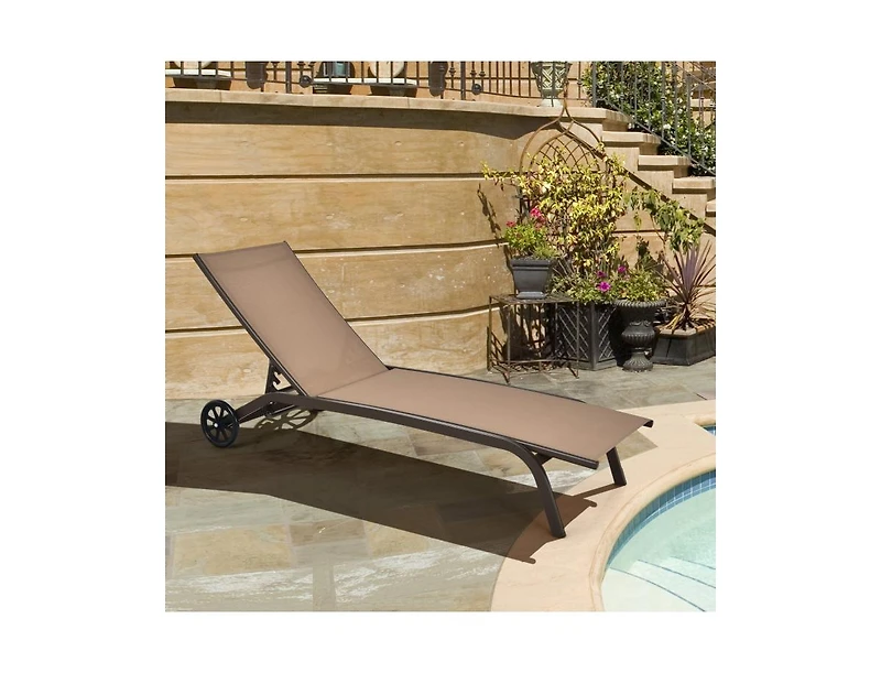 Boyel Living 6-Poisition Adjustable Outdoor Chaise Recliner with Wheels