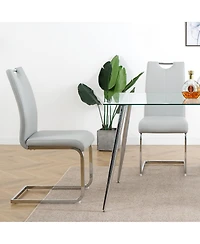 Flynama Set of 2 Faux Leather Dining Chairs with Chrome Legs, Modern Kitchen Seating Chairs