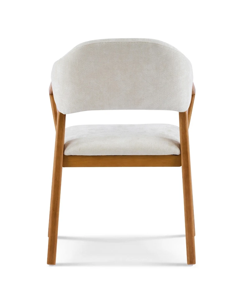 Flynama Set of 2 Chenille Arm Dining Chairs, Teak Bent Wood Frame 300lbs Weight Capacity