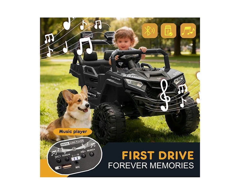 Yobtop 12V 2WD Ride-On Utv with 2.4G Parental Remote Control, 4-Wheel Suspension & Anti-Collision Bar, Ages 3-5
