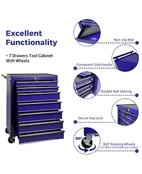 Streamdale Furniture Rolling Metal 7-Drawer Tool Chest Cabinet with Storage Organizer