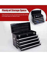 Streamdale Furniture 21" Heavy-Duty 4-Drawer Portable Metal Tool Box with Ball Bearing Slides
