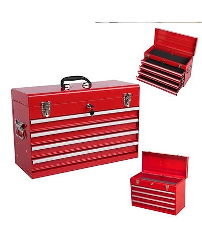 Streamdale Furniture 21" Heavy-Duty 4-Drawer Portable Metal Tool Box with Ball Bearing Slides