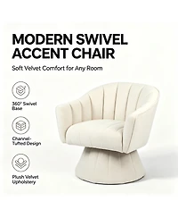 Streamdale Furniture Modern Channel Tufted 360degree(s) Swivel Accent Chair