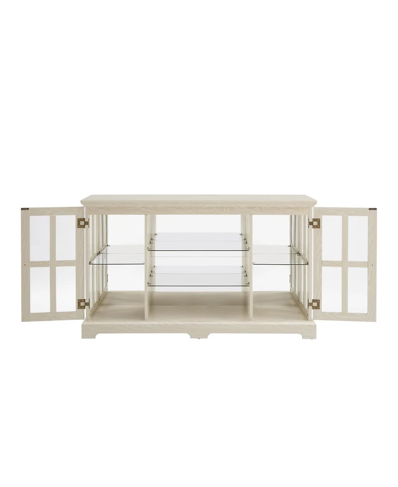 Streamdale Furniture 2-Door Glass Cabinet with Rgb Lights and Adjustable Shelves