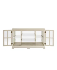 Streamdale Furniture 2-Door Glass Cabinet with Rgb Lights and Adjustable Shelves