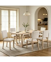 Streamdale Furniture 7-Piece 68" Rectangular Dining Table Set with 6 Upholstered Chairs