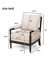 Streamdale Furniture Rubber Wood Upholstered Leisure Accent Chair with Solid Wood Frame