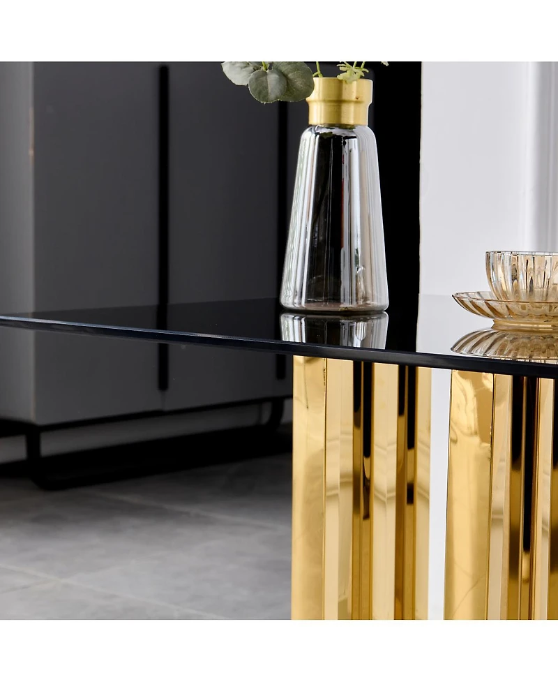 Streamdale Furniture Modern Glass and Marble Side Table with Legs