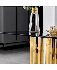 Streamdale Furniture Modern Glass and Marble Side Table with Legs
