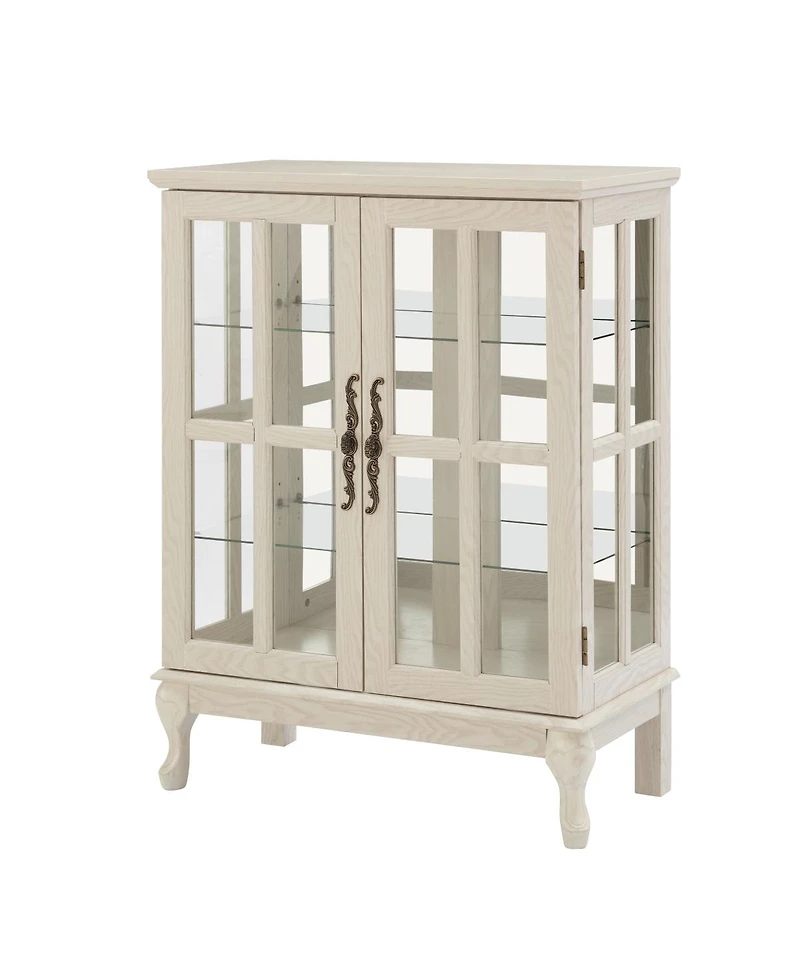Streamdale Furniture Glass Storage Cabinet with Rgb Lights and 2 Shelves