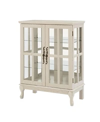 Streamdale Furniture Glass Storage Cabinet with Rgb Lights and 2 Shelves